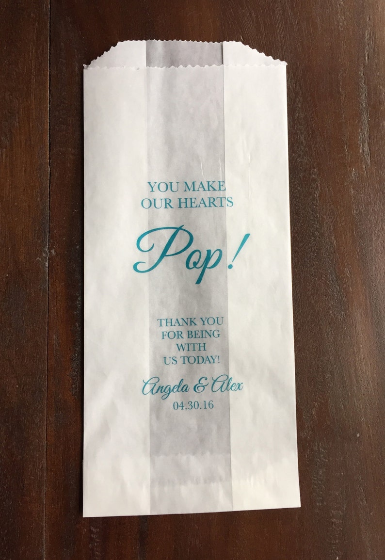 Popcorn Wedding Favor Bags Popcorn Bag Personalized Favor Etsy