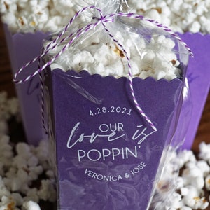 Purple Popcorn Box Wedding Favor Popcorn Bar Favor-Custom Printed Mini Box-Wedding-Bridal Dessert Bar-Lavender Favor Box image 7