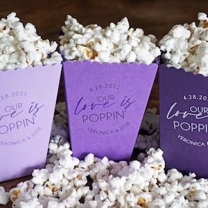 Purple Popcorn Box Wedding Favor - Popcorn Bar Favor-Custom Printed Mini Box-Wedding-Bridal Dessert Bar-Lavender Favor Box