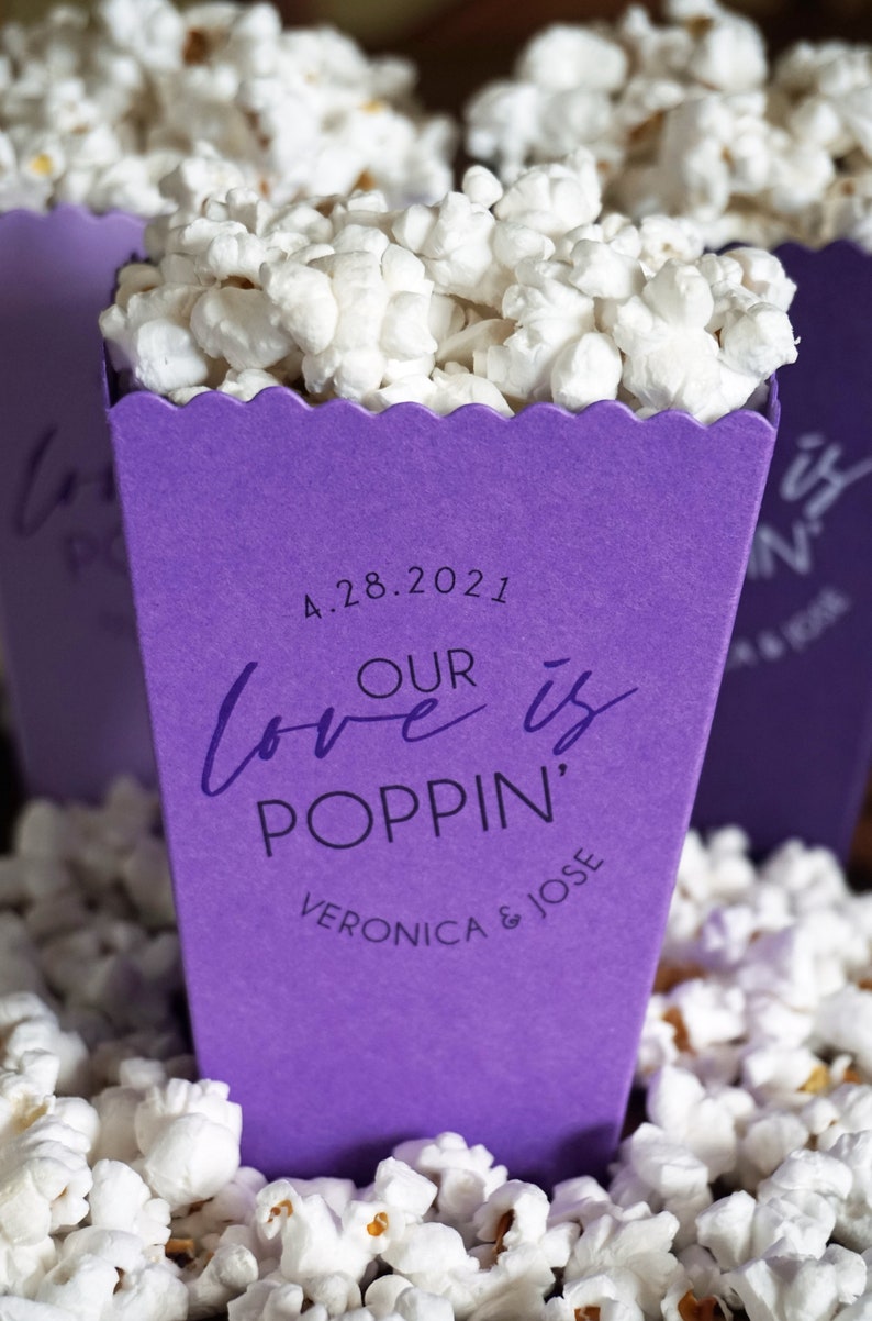Purple Popcorn Box Wedding Favor Popcorn Bar Favor-Custom Printed Mini Box-Wedding-Bridal Dessert Bar-Lavender Favor Box Purple