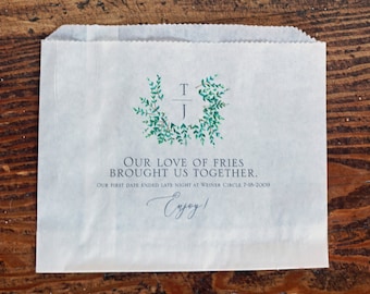 Custom French Fry Bag - Personalized Wedding Favor -Canva Printed- Bulk Favor Bag- Kraft or White  Bag- -Party Chip Bag-Bar Mitzvah Food Bag