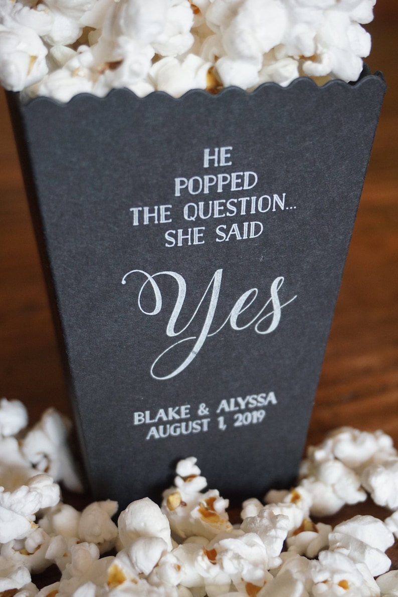 Wedding Popcorn Favor Box black and White Chalkboard Wedding Etsy