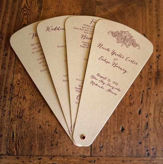 Rustic Wedding Ceremony Fan Programs Country Fan Programs Etsy