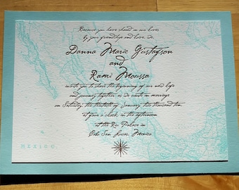 Wedding Invitation - Mexico Map - Offsett(Digital) Printed