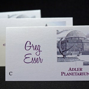 Chicago Wedding Escort Card - Wedding Place Card Escort Card  - Chicago Landmark Bridal Place Card  - White Metallic Paper