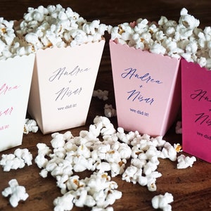 Mini Popcorn Box- Pink Wedding Favor-Custom Printed Mini Popcorn Party Box-Personalized Gift Box-Valentine's Day Pink Favor Box