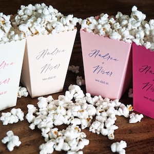 Mini Popcorn Box- Pink Wedding Favor-Valentine's Day Pink Favor Box-Custom Printed Mini Popcorn Party Box-Personalized Gift Box