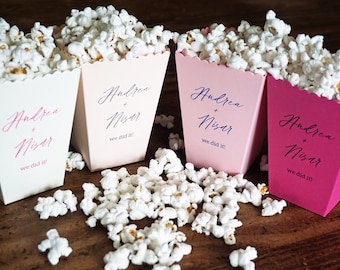 Pink Mini Popcorn Box-Popcorn Micro Wedding Favor-Custom Printed Mini Popcorn Box-Zoom Wedding Favor-Personalized Gift Box-Blush Pink Box