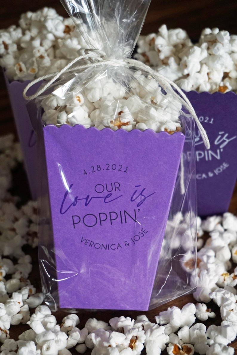 Purple Popcorn Box Wedding Favor Popcorn Bar Favor-Custom Printed Mini Box-Wedding-Bridal Dessert Bar-Lavender Favor Box image 6