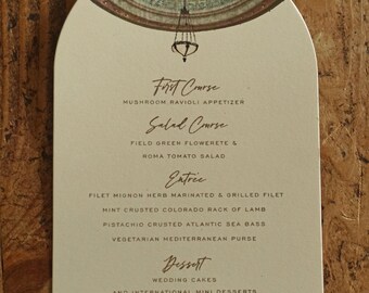 Arched Wedding Menus - Formal Rounded Wedding Menu - Tiffany Dome Design - 5x7-Rehearsal Dinner Menu - Chicago Wedding Menu - Canva Design