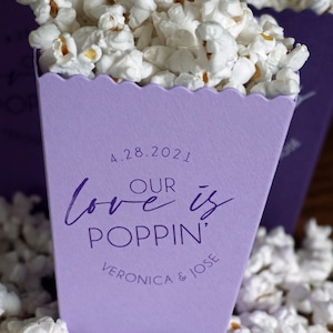 Purple Popcorn Box Wedding Favor Popcorn Bar Favor-Custom Printed Mini Box-Wedding-Bridal Dessert Bar-Lavender Favor Box Light Purple