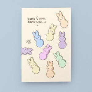 Easter Card - Cute Kawaii Love Bunny Card - Some Bunny Loves You - Best Friend, Girlfriend, Boyfriend Gift - Printable Digital Download