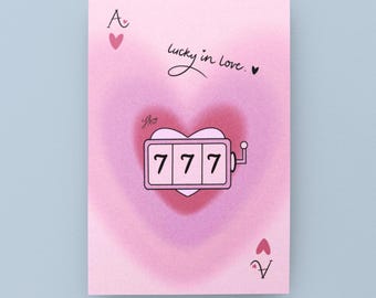 Tarjeta de San Valentín "Afortunado en el Amor" - Regalo de Aniversario (Descarga Digital)