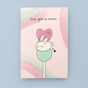 Cartão romântico - Cartão de aniversário - Te amo tanto Mochi - Presente para melhor amigo, namorada, namorado - Bonito Kawaii para impressão digital para download