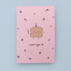 Geburtstagskarte - süße rosa Kawaii Karte - A Toast To You - Beste Freundin, Freund Geschenk - Printable Digital Download