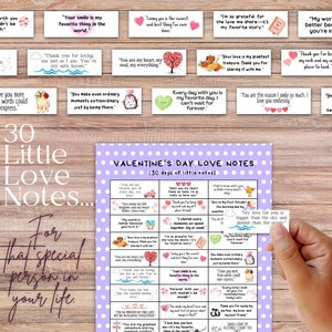 Biglietti d'amore romantici per lui / Mini biglietti da pranzo stampabili / 30 motivi per cui ti amo / Regalo di San Valentino
