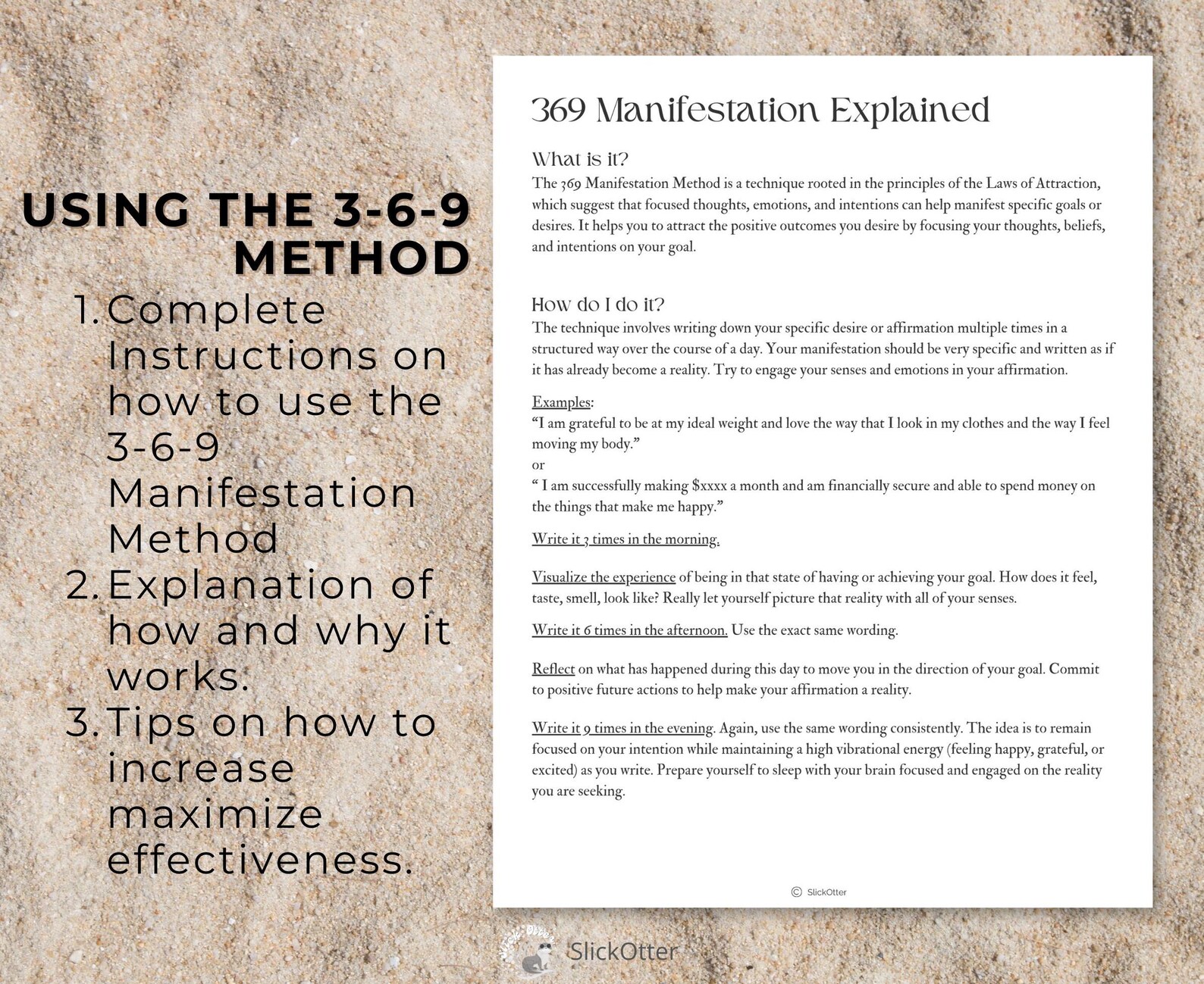 369 Method Manifestation Journal, Beginner Workbook, Positive ...