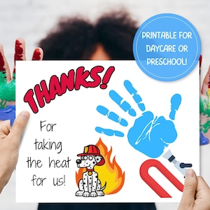Feuerwehrmann Danke Handabdruck Geschenk | Sofort Download für Kita, Vorschule oder Kindergarten | Ersthelfer Wertschätzung DIY