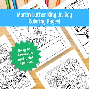 Easy Kids Color by Number and printable coloring pages for Martin Luther King Jr. Day and Black History Month.