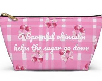 Diabetische medische tas, diabetes, diabetes type 1, schattig insulinecitaatzakje, stijlvolle make-uptas, diabetesbewustzijnscadeau, kersenontwerp