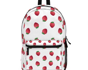 Erdbeer Print Rucksack: Polyester Schulreisetasche