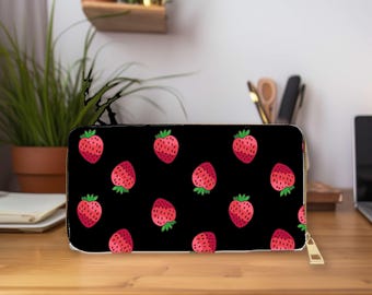Aardbeienportemonnee: PU-leren portemonnee met rits, fruitige mode