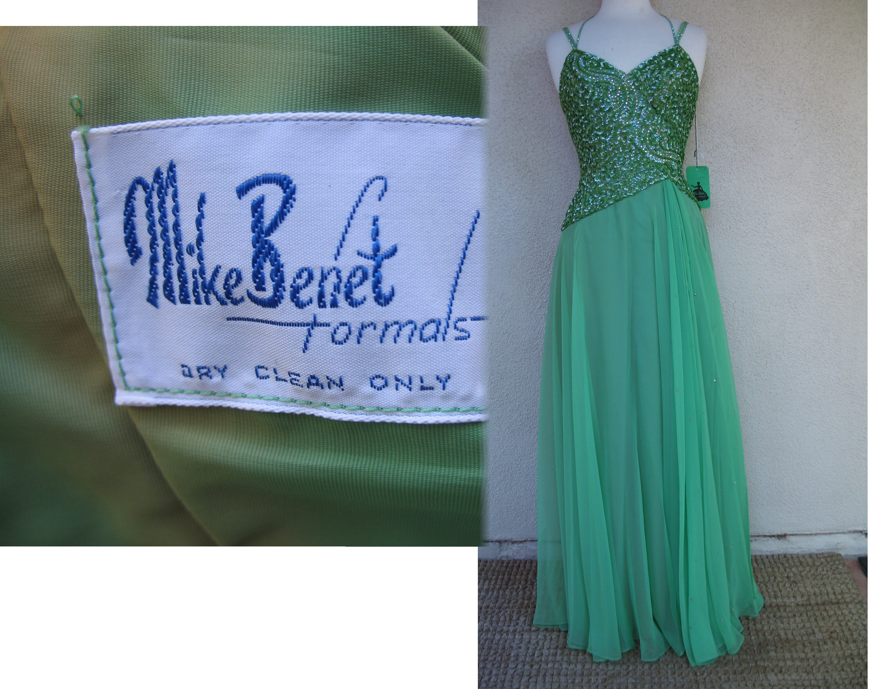 Mike Benet Formals Kelly Green Sequin Prong Set Rhinestone | Etsy