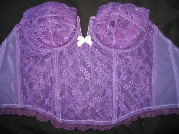 90's Lady Marlene purple lace bustier corset 34DD