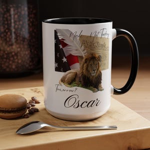 Personalizable #4 Custom Text Patriotic Mug, USA Constitution Declaration of Independence Lion Cup, Americana Gift, Kitchen Decor 11oz 15oz