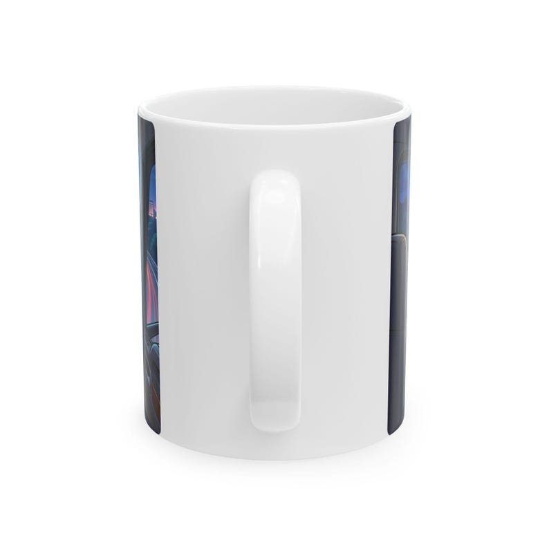 Meow Driving Cat Truck Driver White Ceramic mug | Feline Express Heavy Hauler Big Rig Cup (11 oz, 15 oz) image 9