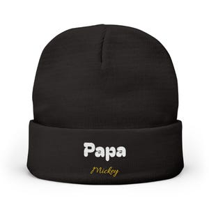 Papa #2 aangepaste gezellige geborduurde gebreide muts voor de winter, modieuze beanie, trendy winteraccessoire, casual gebreide muts, hoofddeksels voor de feestdagen