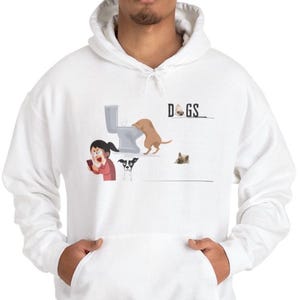 Funny Dogs We Love Unisex Heavy Blend™ Hooded Sweatshirt for All Occasions, Dogs At Large, Dog Lovers Hoodie, Pet Lovers Hoodie Sweatshirt