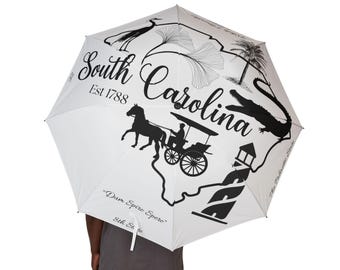 South Carolina 8th State Map Foldable Semi-Automatic Umbrella,  SC Patriotic Custom Tribute Map