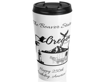 Tazza da viaggio Oregon, regalo per il 250° compleanno degli Stati Uniti, fiaschetta personalizzata in acciaio inossidabile, bicchiere con soprannome dello stato dell'Oregon, bicchieri personalizzati