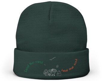 Alimenta tu mente #16 Gracias Gorro de punto bordado y acogedor para el invierno, gorro de moda, accesorio de invierno a la última, gorro de punto informal, gorro de fiesta