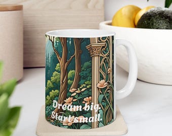 Adventure Journey Ceramic Mug #24 , Personalized Inspirational Graphic Design, Explore Imagination, Fantasy Escape, Quiet Retreat Gift
