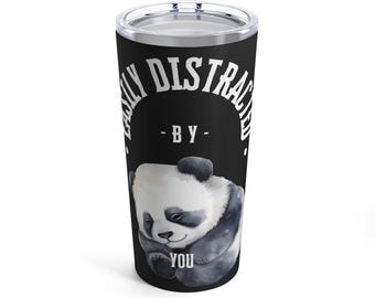 Easily Distracted #2 by You Tumbler 20oz for All Occasions, Panda Hugs Cup, Gentle Embrace Drinkware