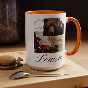 Personalizable #40 Custom Text Patriotic Mug, USA Constitution Declaration of Independence Bear Cup, Americana Gift, Kitchen Decor 11oz 15oz