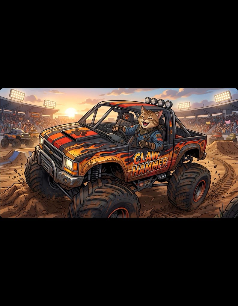 Monster Truck Cat Driver White Ceramic Mug | Claw Hammer 4x4 Lifted Ride Cup (11 oz, 15 oz) image 20