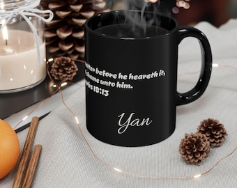 Personalized #103 Biblical Quotes Black Mug, Ceramic Cup Gift for Christian, Religious Scripture Verse, God's Inspired Word, Religious Mug,