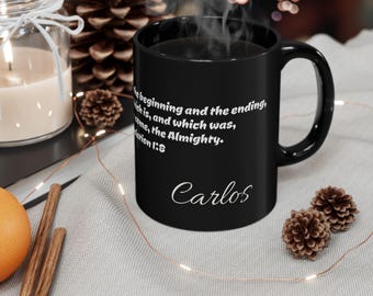 Personalized #111 Biblical Quotes Black Mug, Ceramic Cup Gift for Christian, Religious Scripture Verse, God's Inspired Word, Religious Mug,