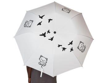 Hello, Precious #4 Semi-Automatic Foldable Umbrella, Our Curious Adventure Kitty Rain Buddy