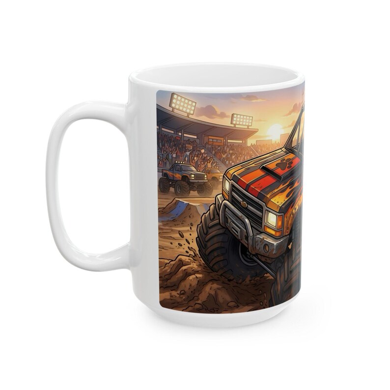 Monster Truck Cat Driver White Ceramic Mug | Claw Hammer 4x4 Lifted Ride Cup (11 oz, 15 oz) image 7