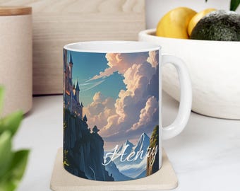 Adventure Journey Ceramic Mug #70, Personalized Inspirational Graphic Design, Explore Imagination, Fantasy Escape, Quiet Retreat Gift