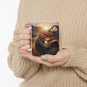 Monster Truck Cat Driver White Ceramic Mug | Claw Hammer 4x4 Lifted Ride Cup (11 oz, 15 oz) image 17