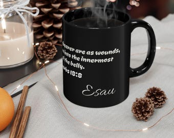Personalized #99 Biblical Quotes Black Mug, Ceramic Cup Gift for Christian, Religious Scripture Verse, God's Inspired Word, Religious Mug,