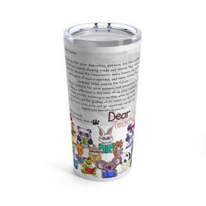 Estimados maestros, los apreciamos, vaso de 20 oz para toda ocasión, Shapers of the Future Drinkware, taza con carta de clase para maestros