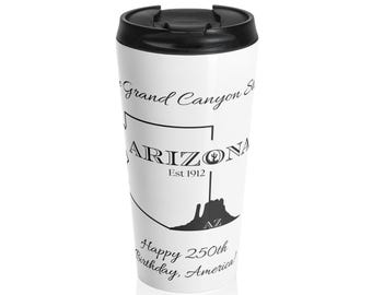 Tazza da viaggio Arizona, regalo per il 250° compleanno degli Stati Uniti, fiaschetta personalizzata in acciaio inossidabile, soprannome dello stato dell'Arizona, traguardo americano, bicchieri personalizzati