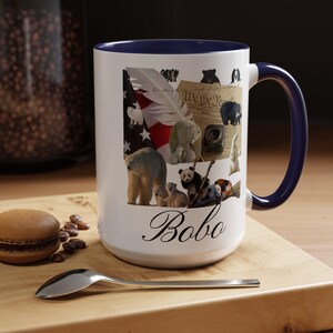 Personalizable #33 Custom Text Patriotic Mug, USA Constitution Declaration of Independence Bears Cup, Americana Gift, Kitchen Decor