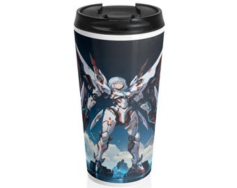 Sentience Rising MEK-EVA13X26 Prototype Stainless Steel Travel Mug, NeoSentinel Uprising